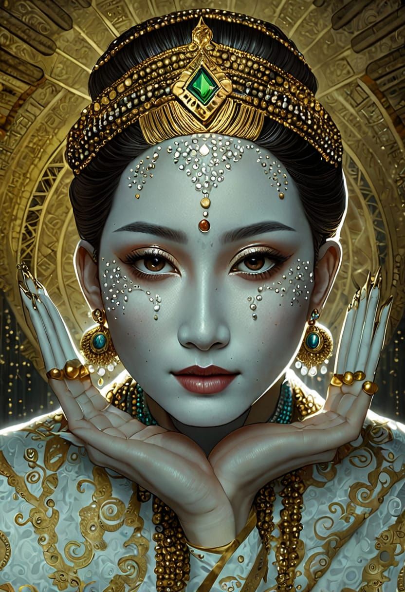 Southeast Asian Goddess in Golden Regalia