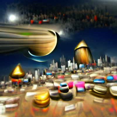 Cosmic Cityscape: Planets and Skyscrapers in Space