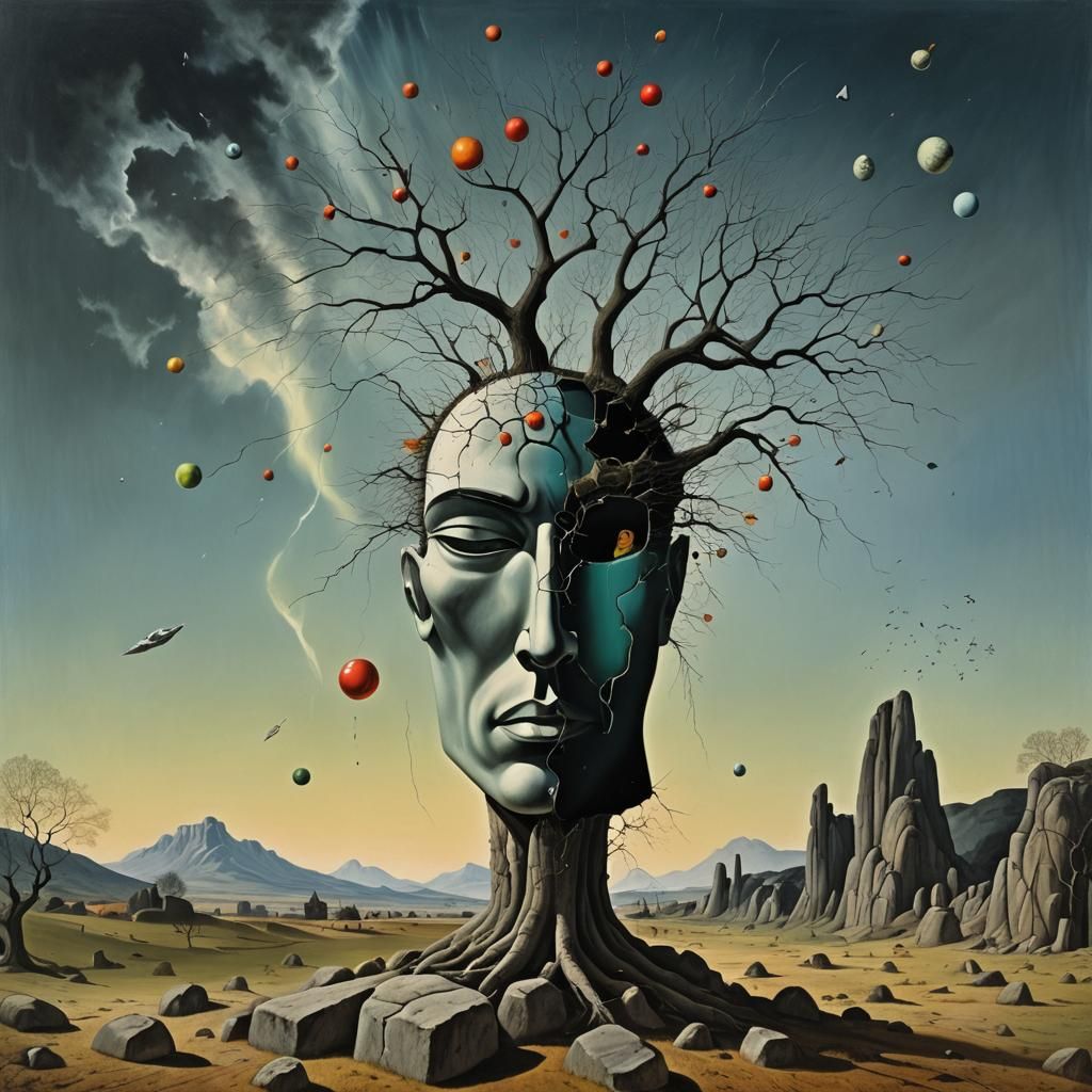 Surreal Orchard Head: A Photorealistic Interpretation
