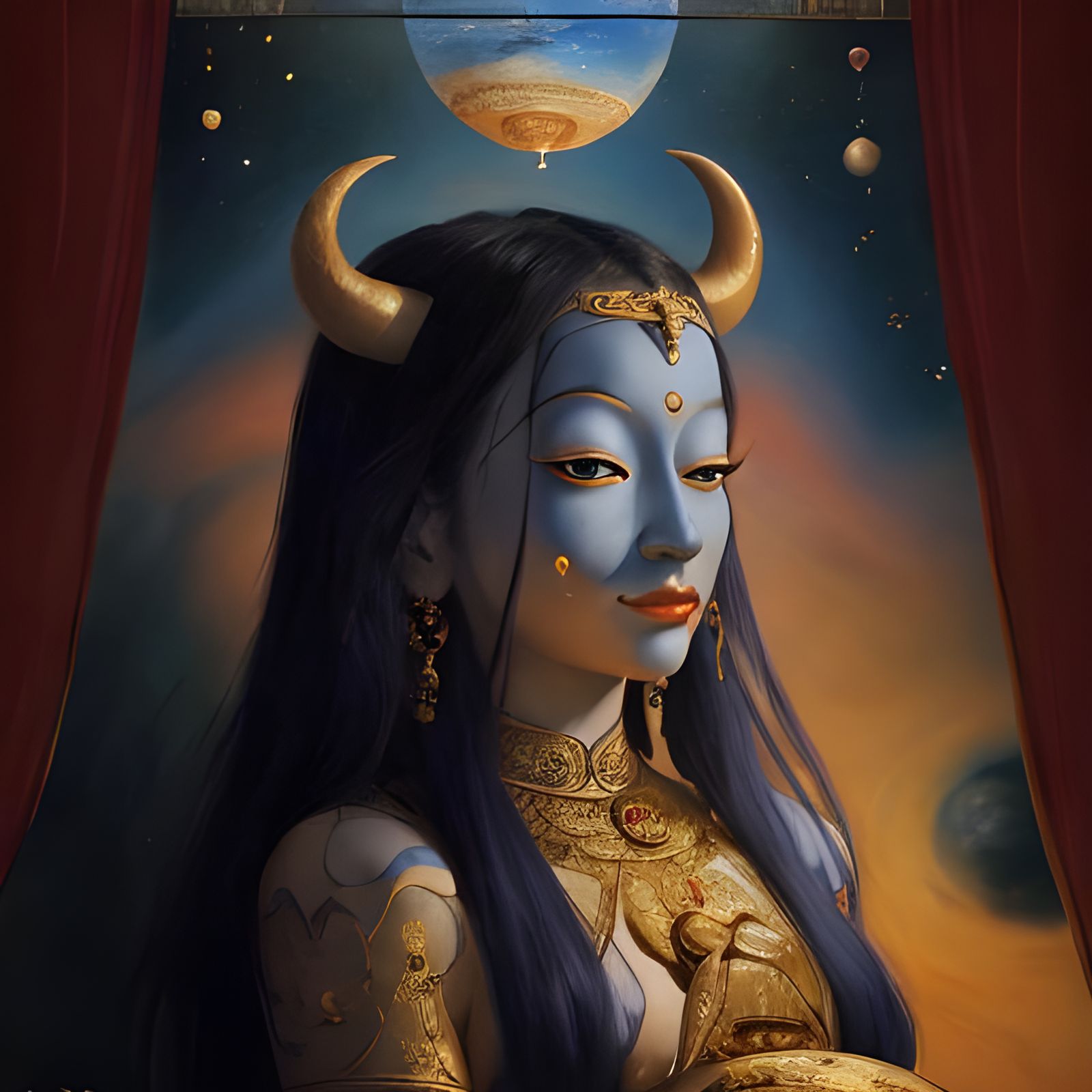 Cosmic Buddha Goddess in Surrealist Garden