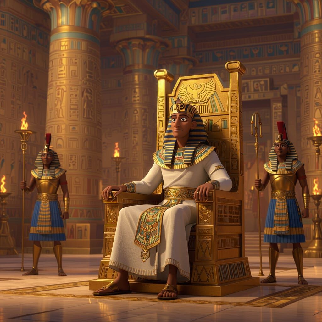 Egyptian Throne Room in Disney Pixar 3D Style