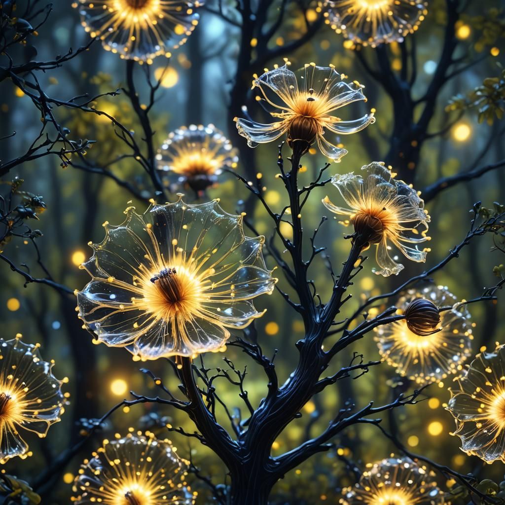 Bioluminescent Flower in Glass Apple, Concept Art