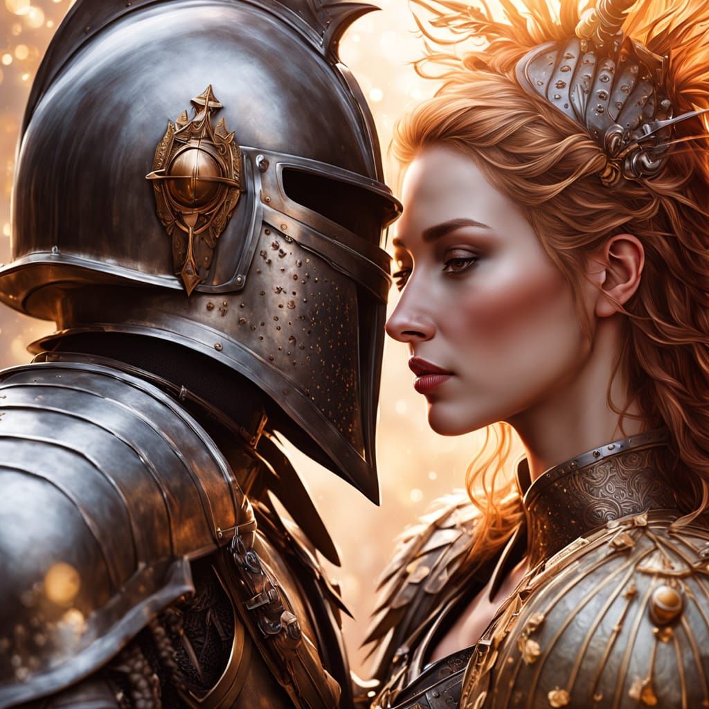 Fantasy Knight's Kiss in Golden Light