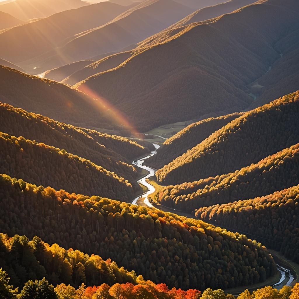 Appalachian Sunset: Mountains, Rivers, Autumn Colors