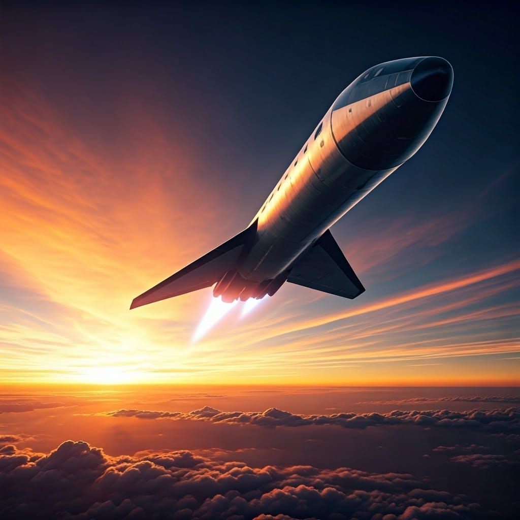 SpaceX Starship Soars into Sunset