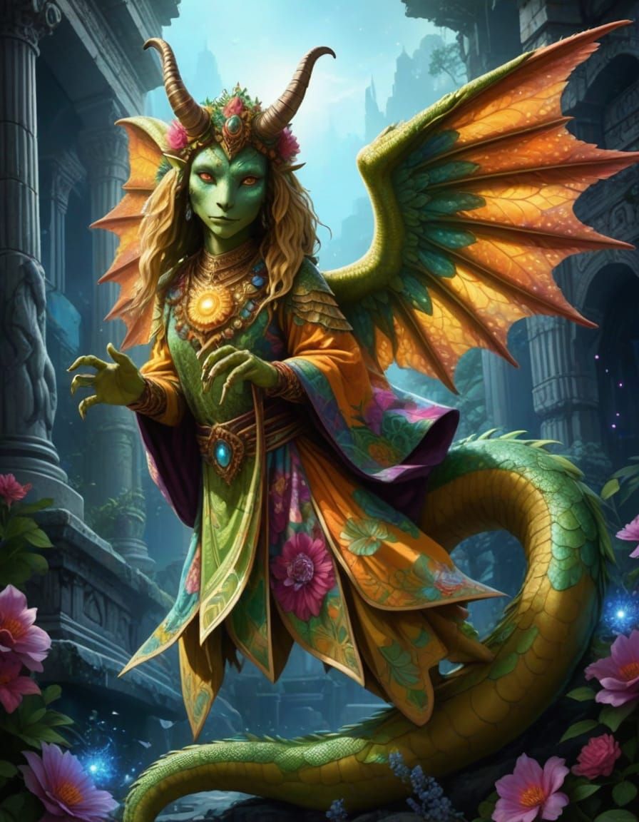 Surreal Fantasy Demon in Vibrant Comic Book Art