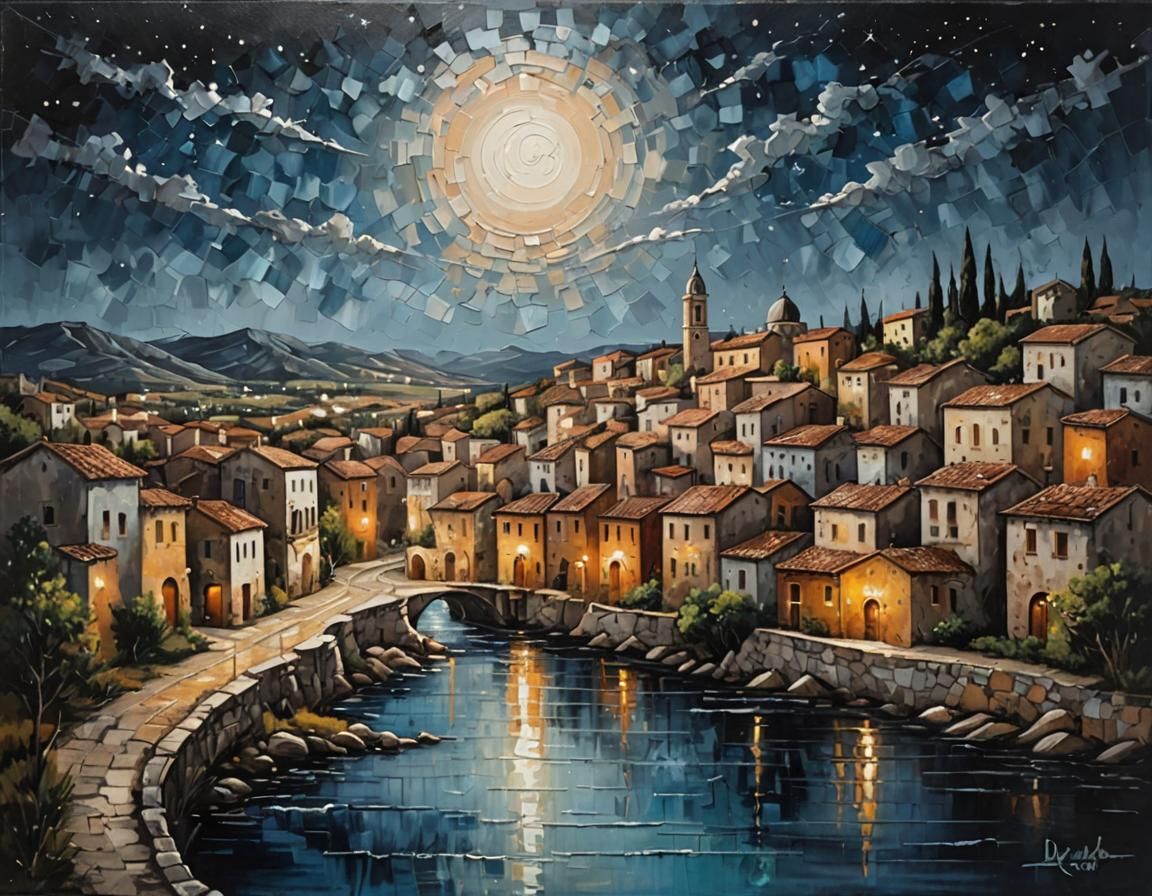 Moonlit Mediterranean Masterpiece in Earthy Tones