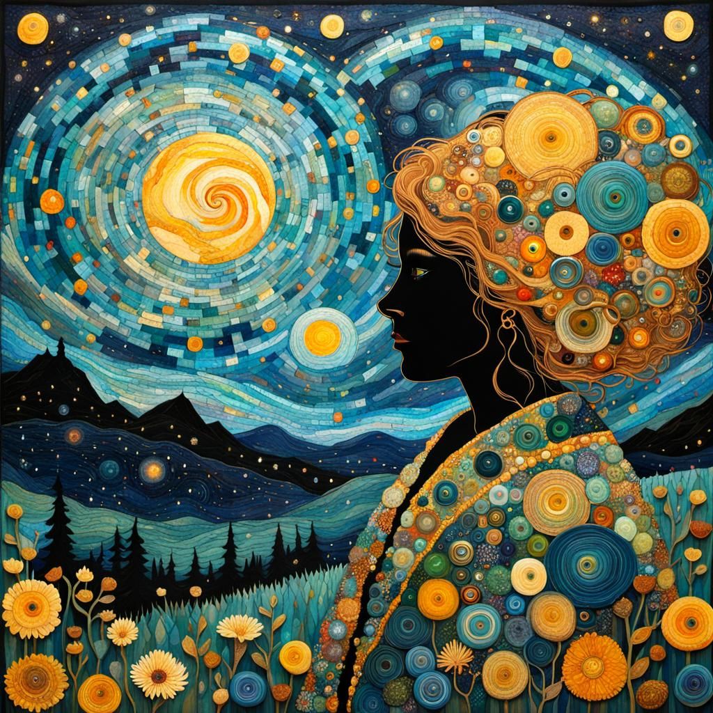 Silhouette of Woman in Fantasy Constellation Universe