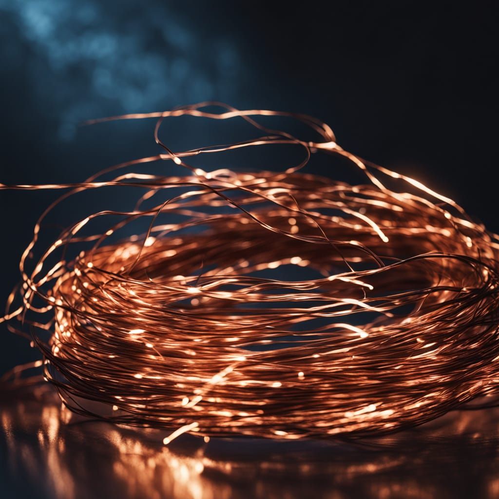 Electrified Copper Wire in Hyper-Realistic Sci-Fi Art
