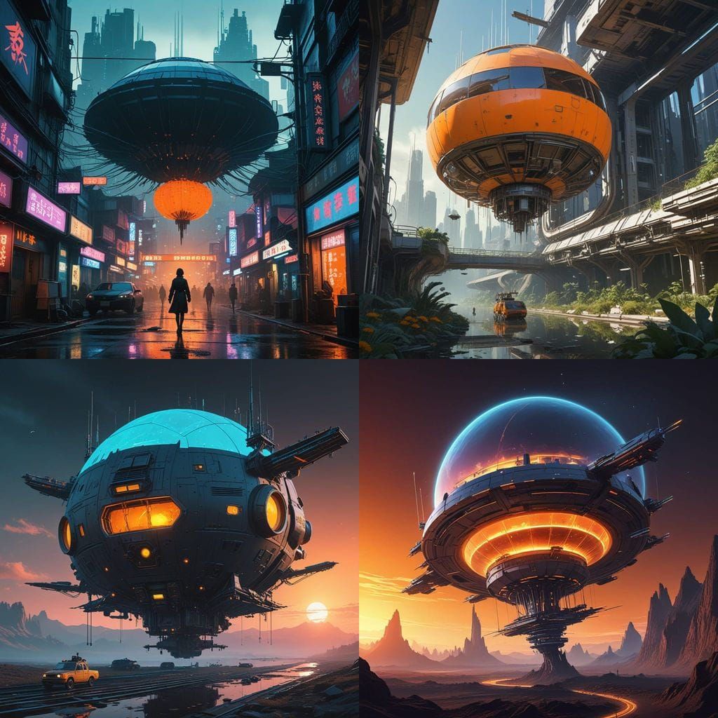 Dandelion Space Station in Neon-Lit Cyberpunk 2099 Futurism