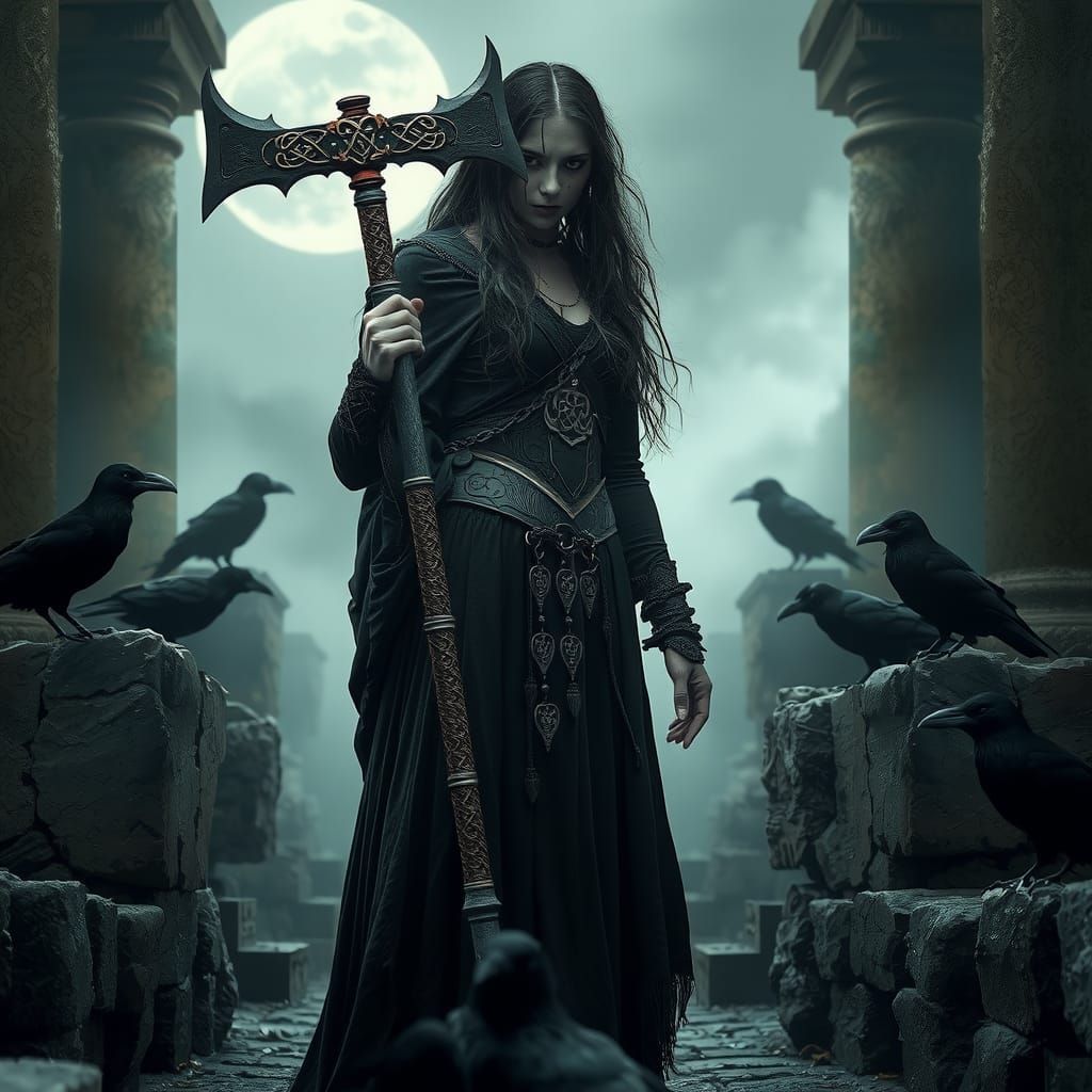 Morrigan on a full moon night 🌑🪓