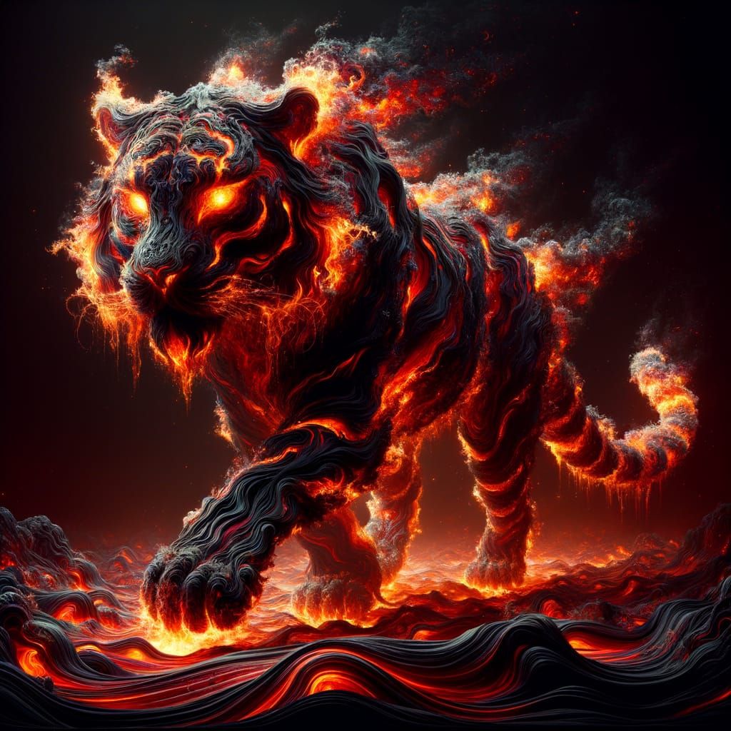 Majestic Inferno Tiger in Vast Darkness