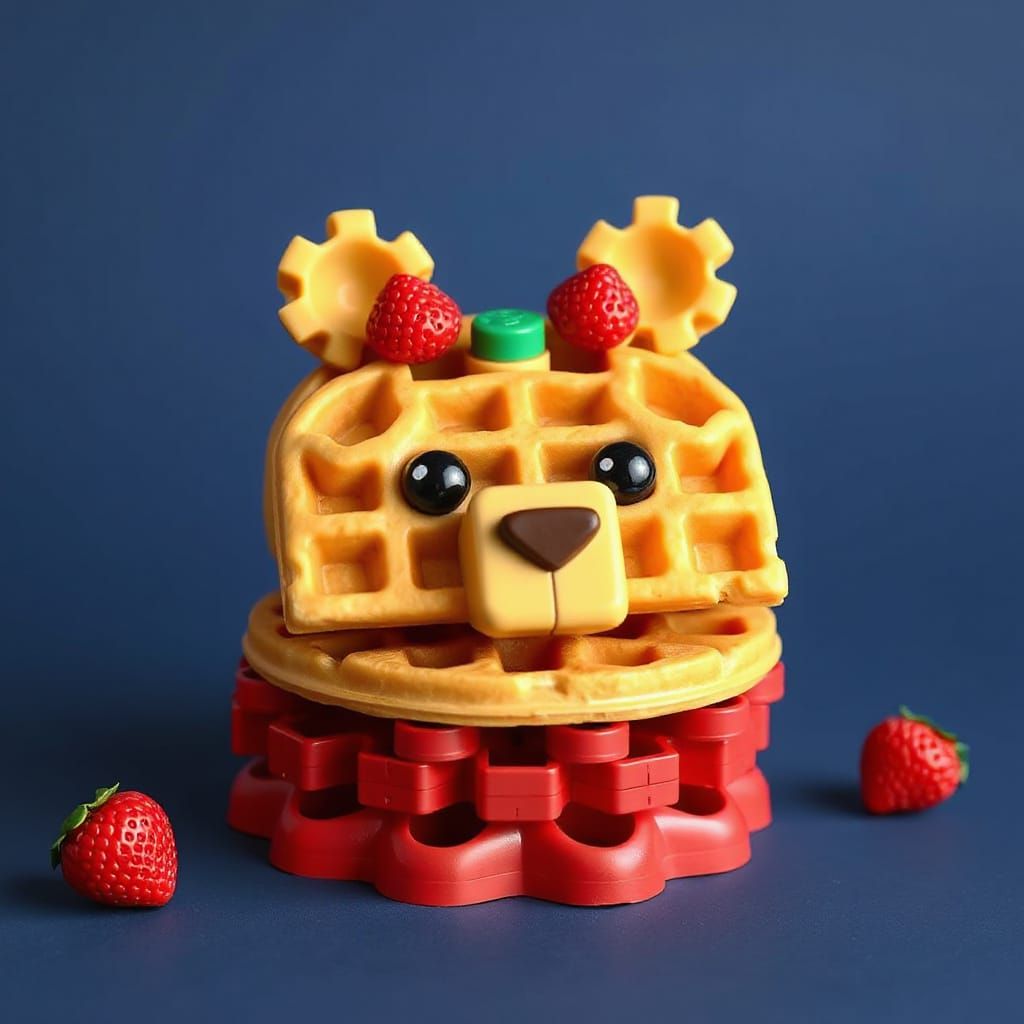 Lego Waffle Bear: A Brick-Built Food Sculpture