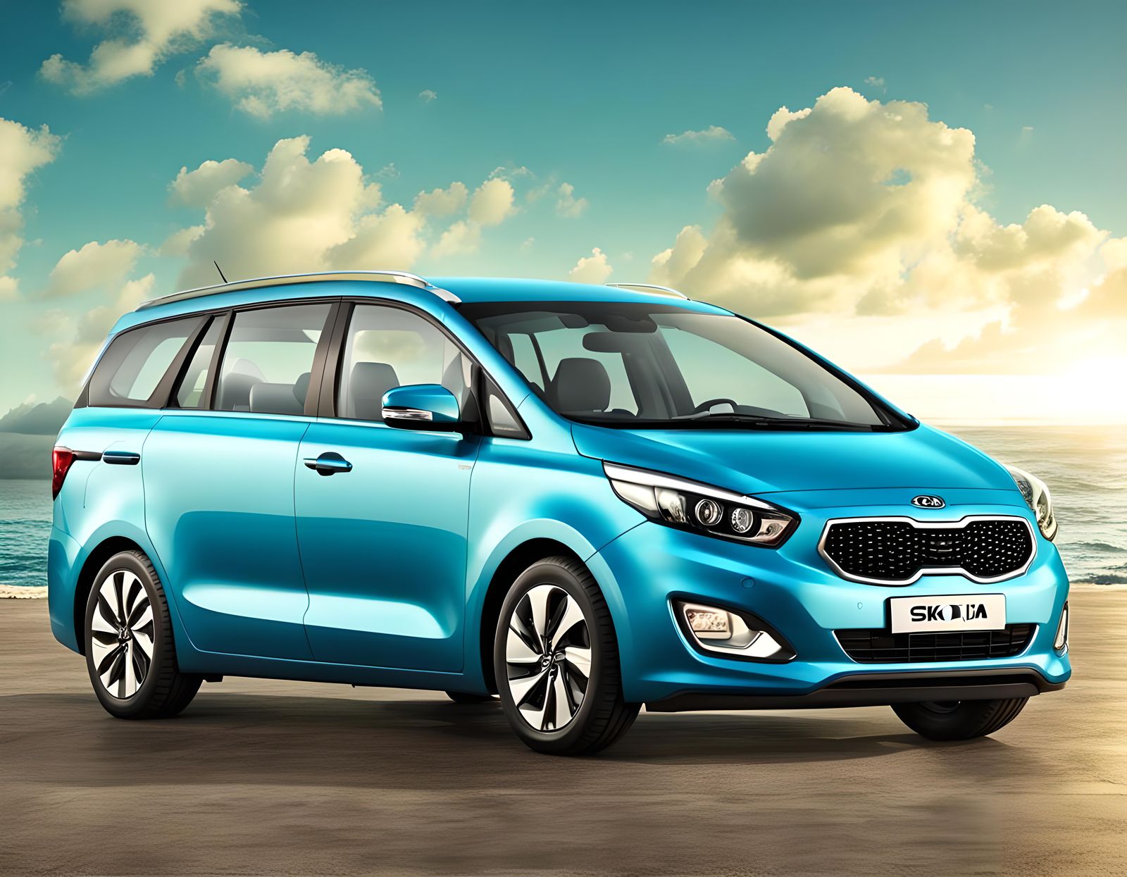 Sky Blue 2013 Kia Premacy 3D Render