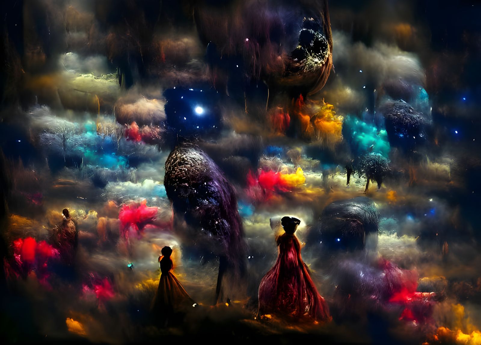 Colorful Cosmic Nebula in Gothic Fantasy Art