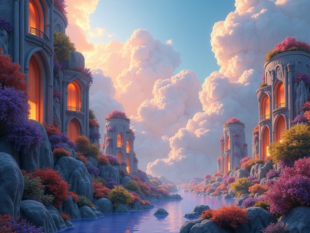 Dreamland Realm: Fantasy Architecture in Atmospheric Style