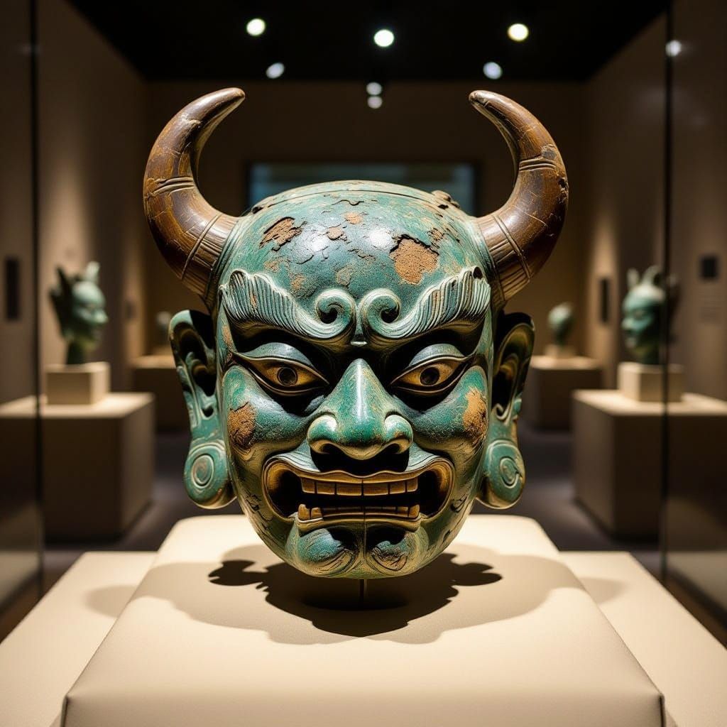 Ancient Chinese Bronze Taotie Mask Unearthed