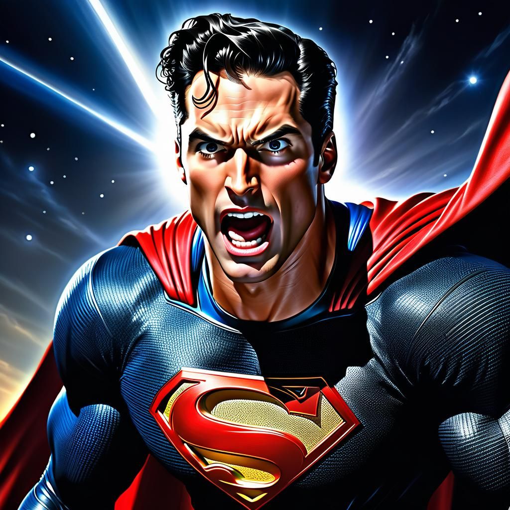 Hyperrealistic Superman Portrait in Cosmic Space