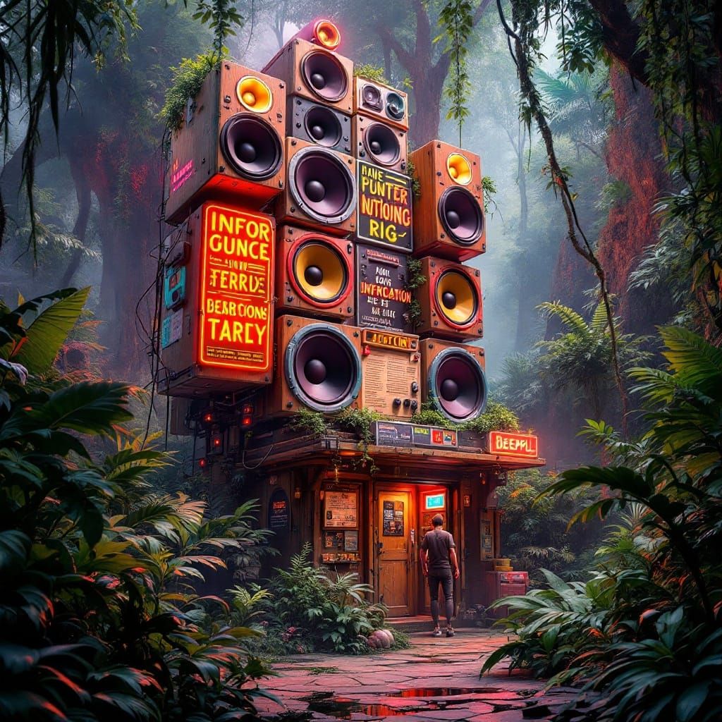 Lush Jungle Soundsystem Glows with Neon Lights