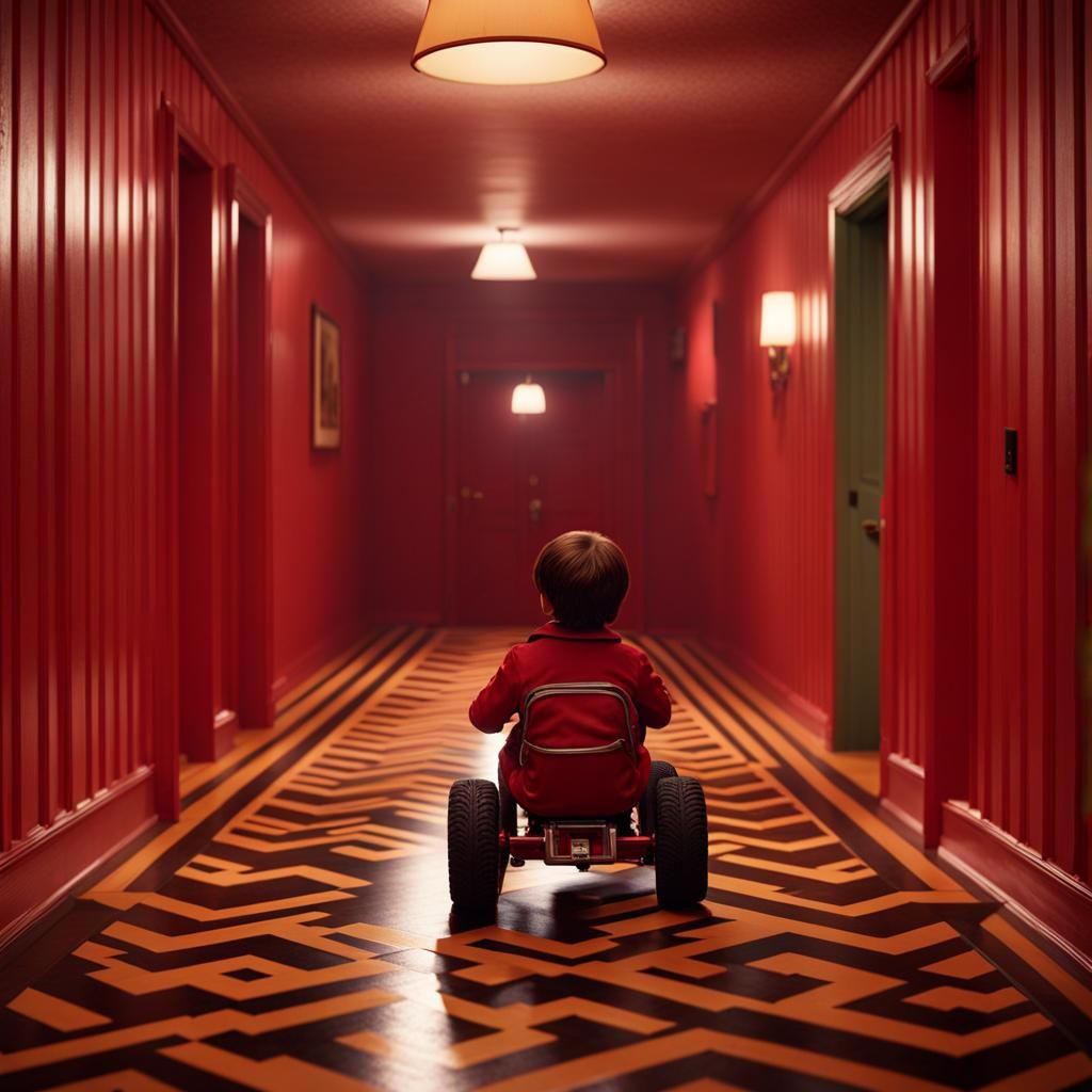 Horrorcore Danny Rides in Red Hallway