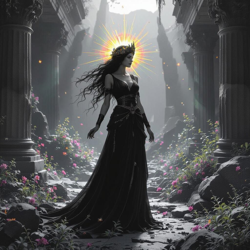 Persephone, Goddess of Spring, in Vibrant Color