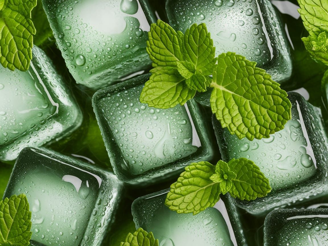 Icy Mint Freshness: Photorealistic Close-Up