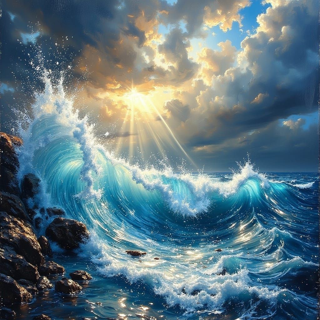 The Ninth Wave: Impasto Ocean Storm