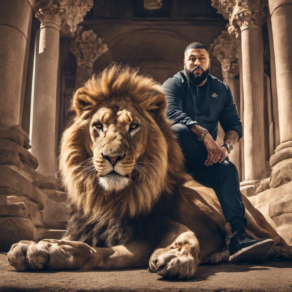 DJ Khaled and Lion: Hyperrealistic Cinematic Portrait