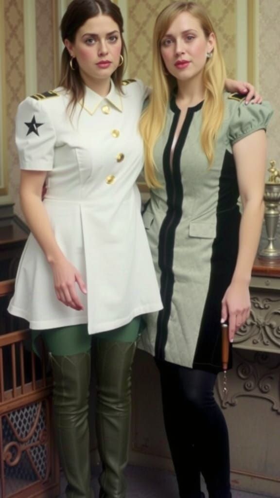 Woman in Leather Boots Smoking Cigar, Retro-Futuristic Style