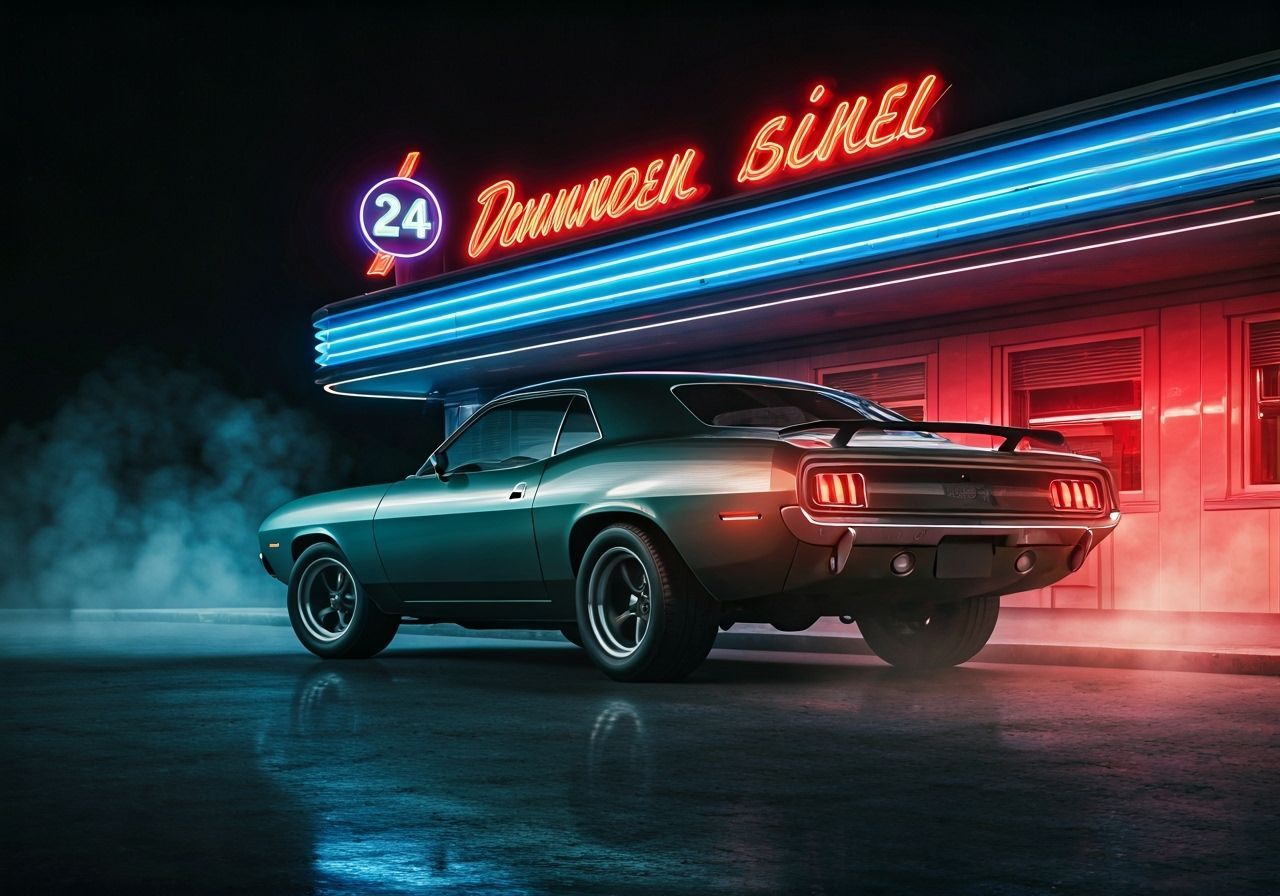 1970 Plymouth Barracuda at Neon Diner