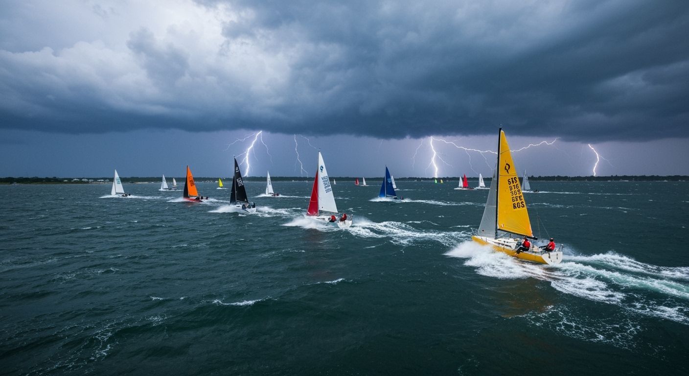 Summer Storm Squall over Sailboat Regatta