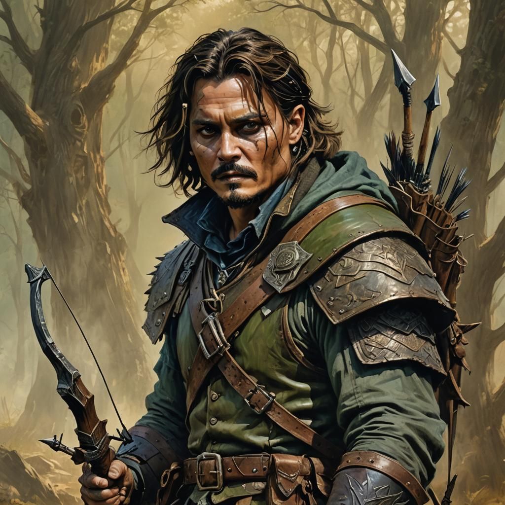 Fantasy Ranger Portrait with Art Nouveau Flair