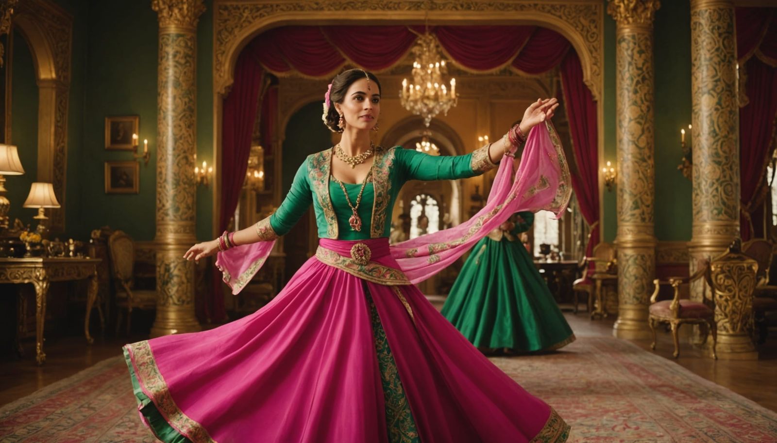 Middle Eastern-Inspired Dance Scene in Opulent Interior