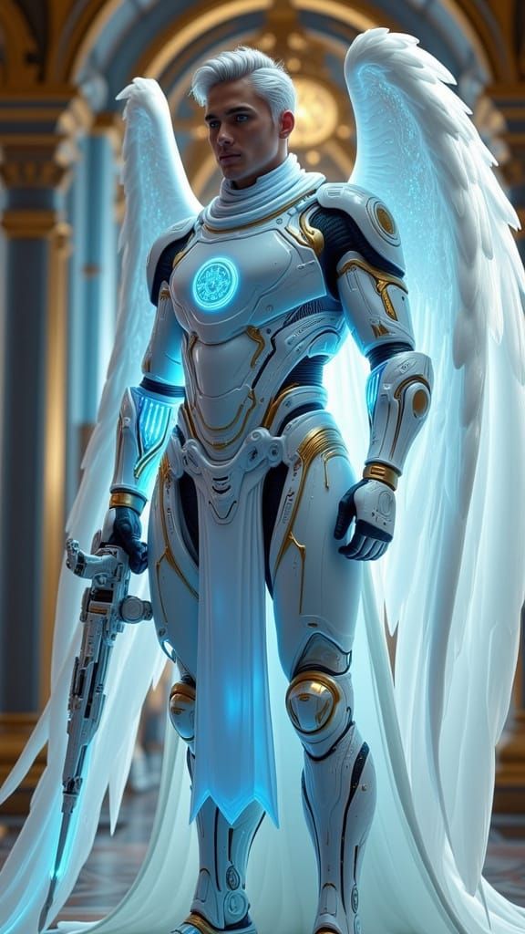Majestic Divine Messenger in Futuristic Armor