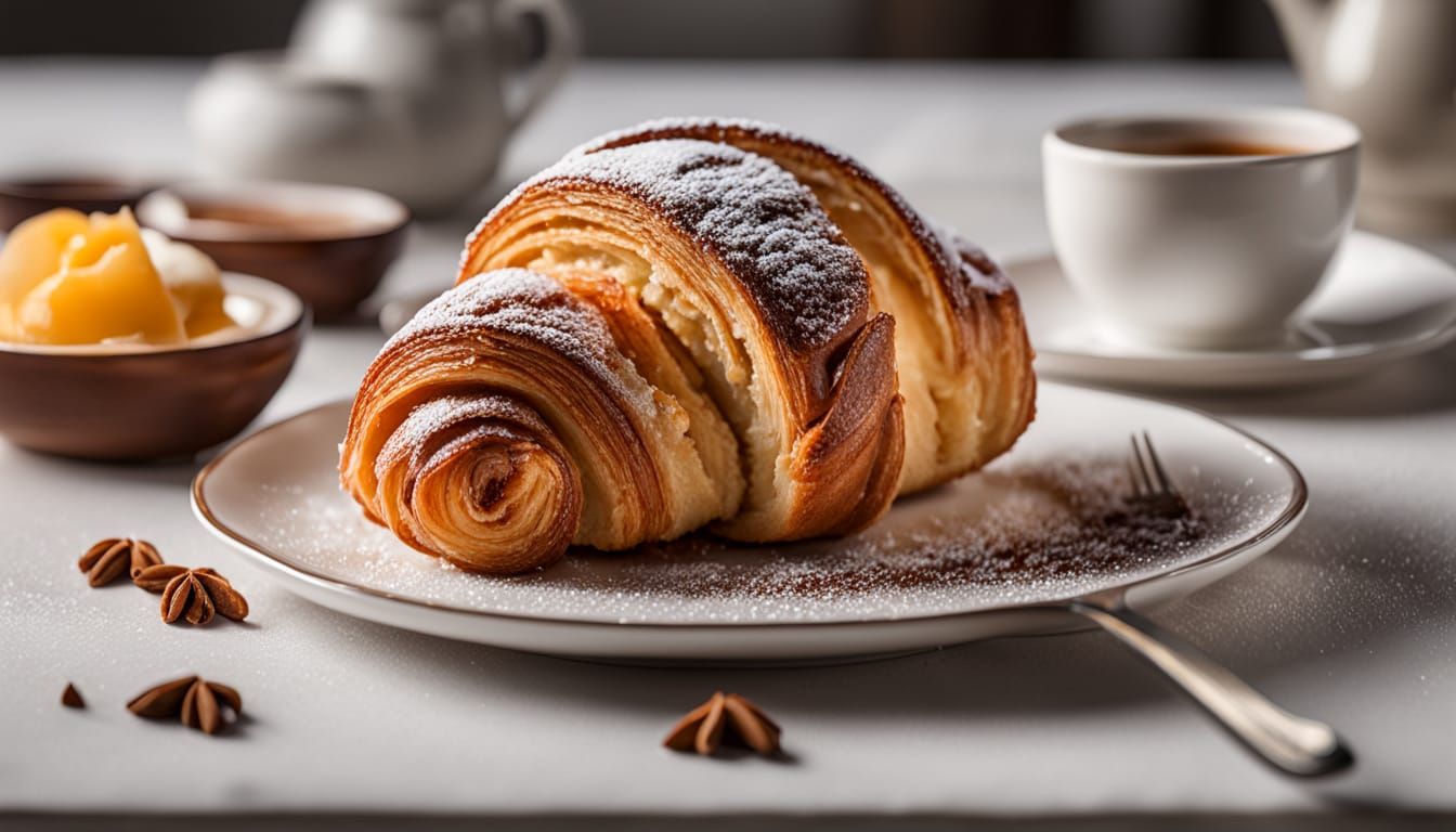 Luxurious Cinnamon Croissant in Warm Golden Light