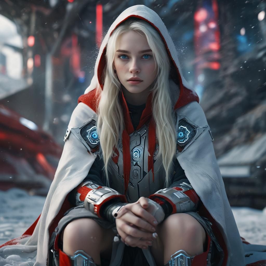 Surreal Cyberpunk Cyborg Goddess Reveals Futuristic Mountain...