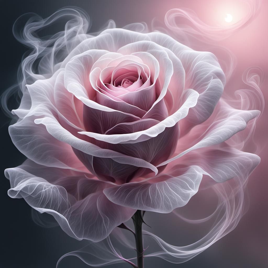 Ethereal Smoke Rose Digital Illustration