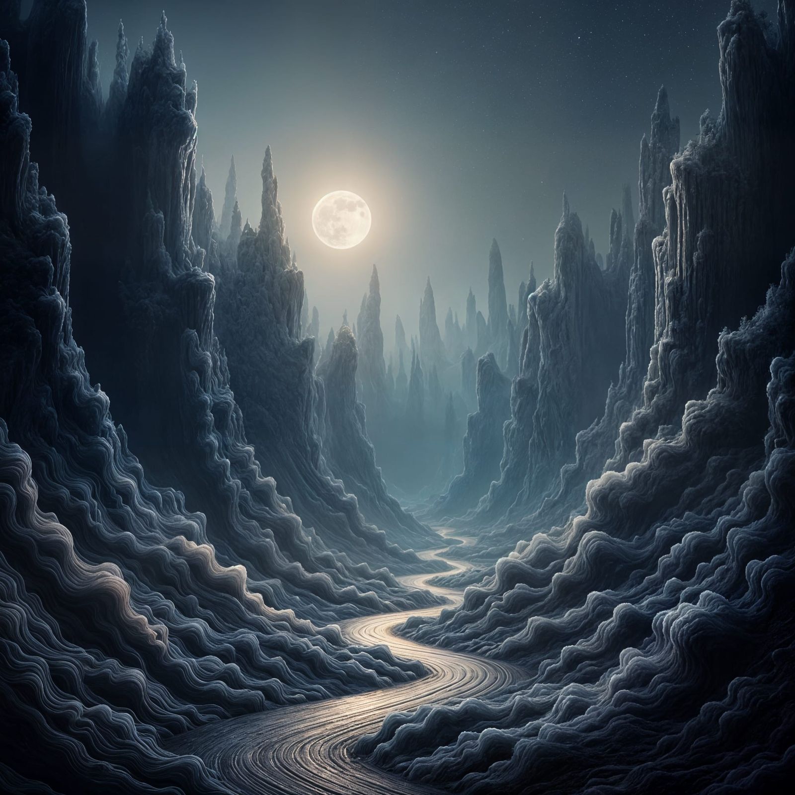 Silvery Moonlit Texture with Ethereal Magic