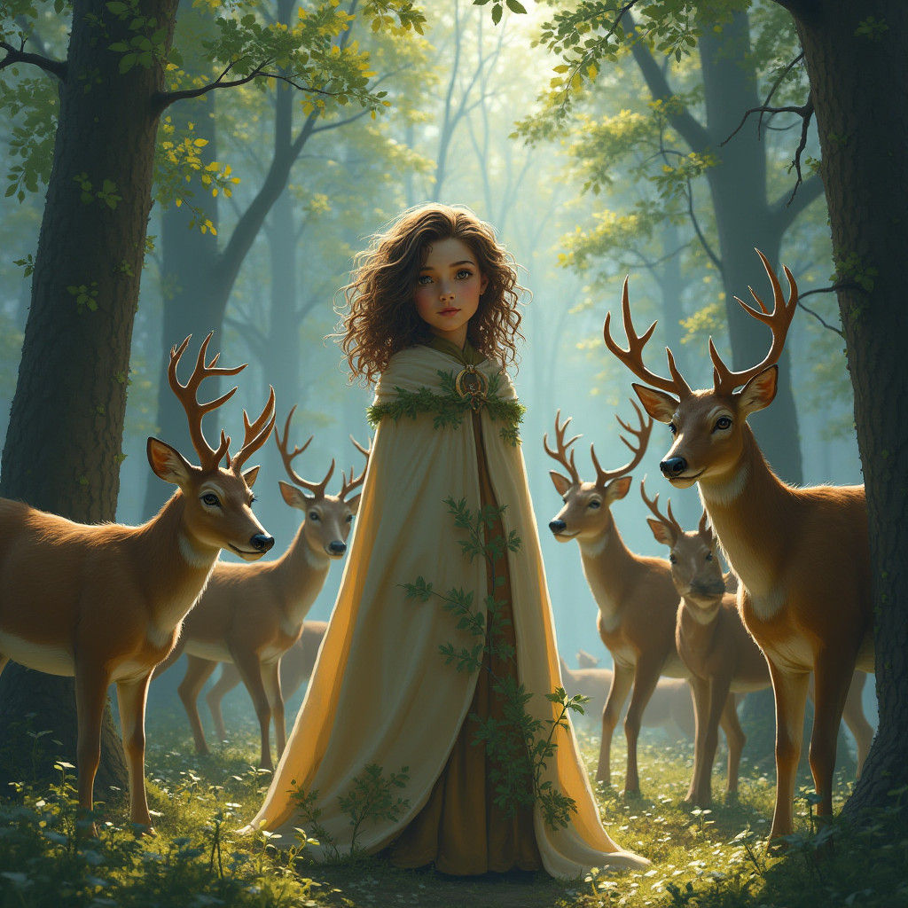 Girl's Mystical Transformation in Enchanted Forest