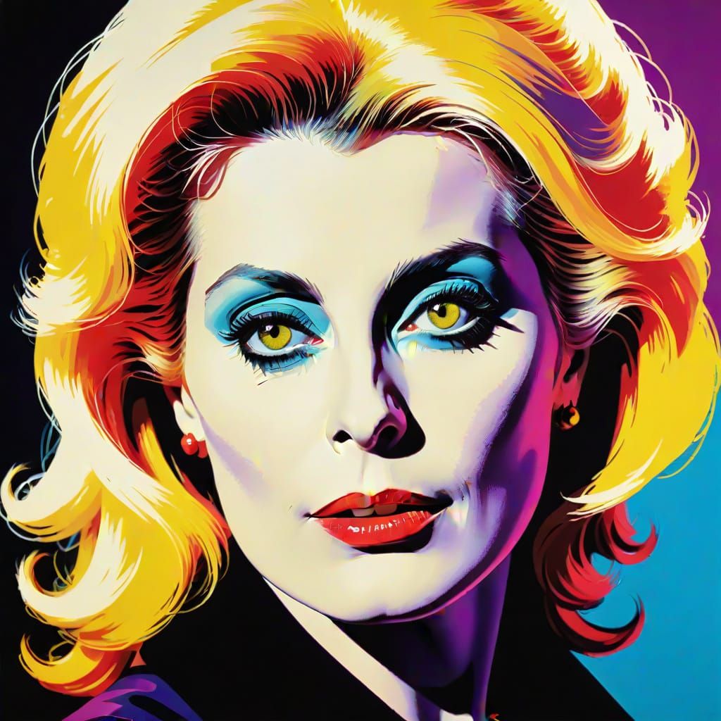 Catherine Deneuve Vampire in Warhol Pop Art Style
