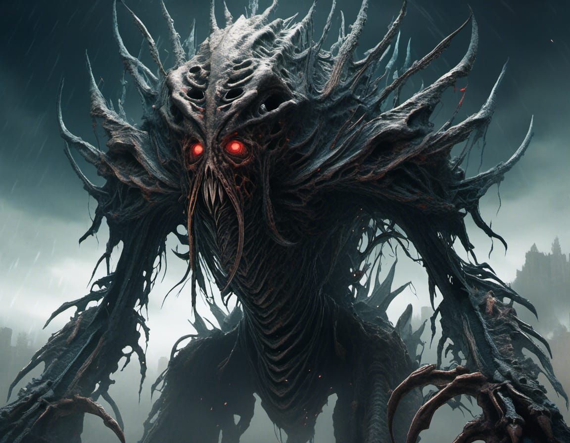 Alien Facehugger Horror in Digital Watercolor