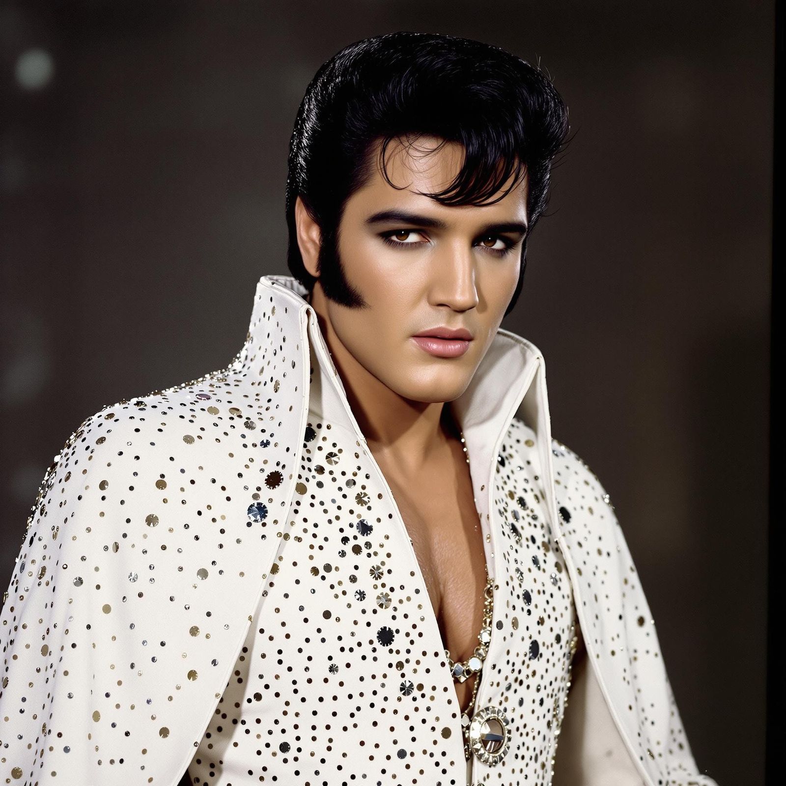 Elvis in a Flashy White Jumpsuit