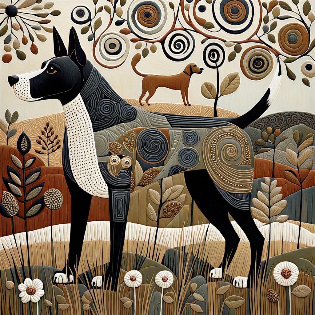 Intricately Detailed Dogs in Muted Colors