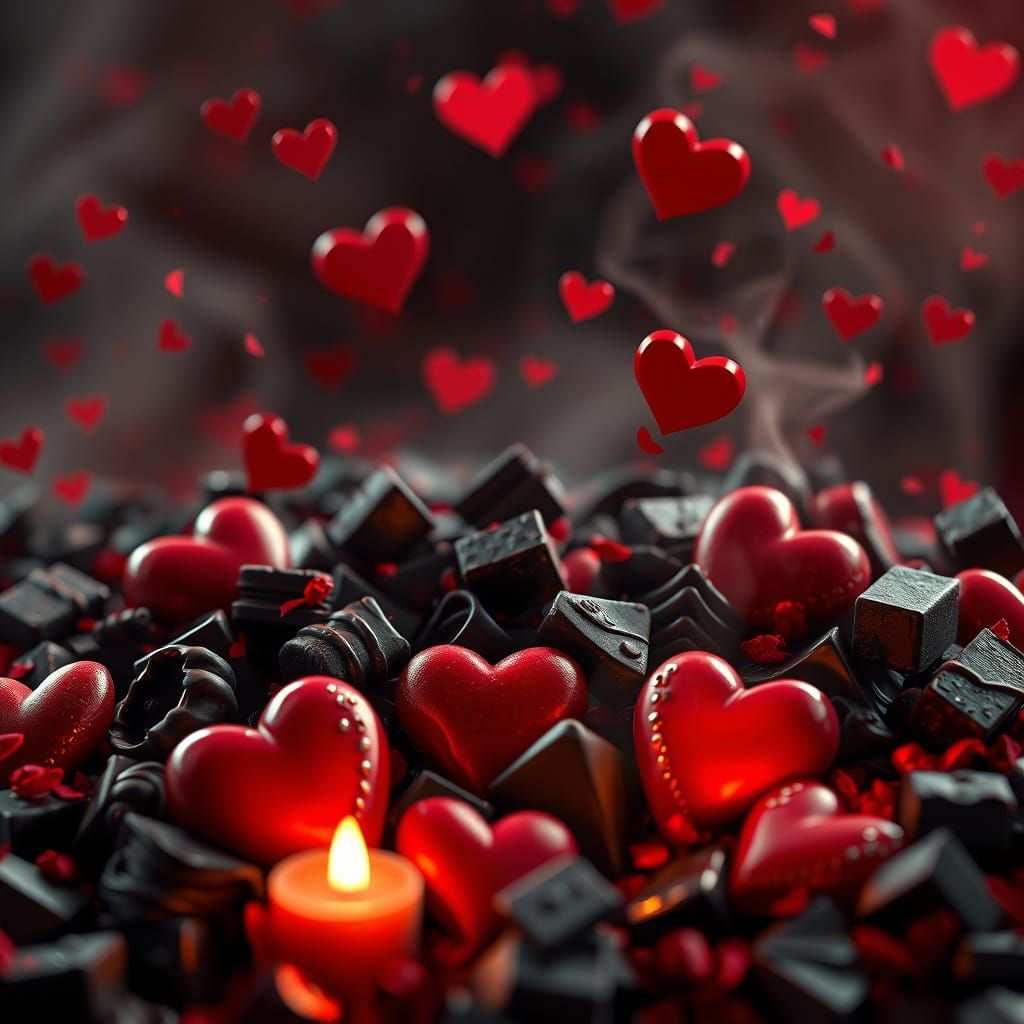 Romantic Chocolate Fantasy Scene in Deep Jewel Tones