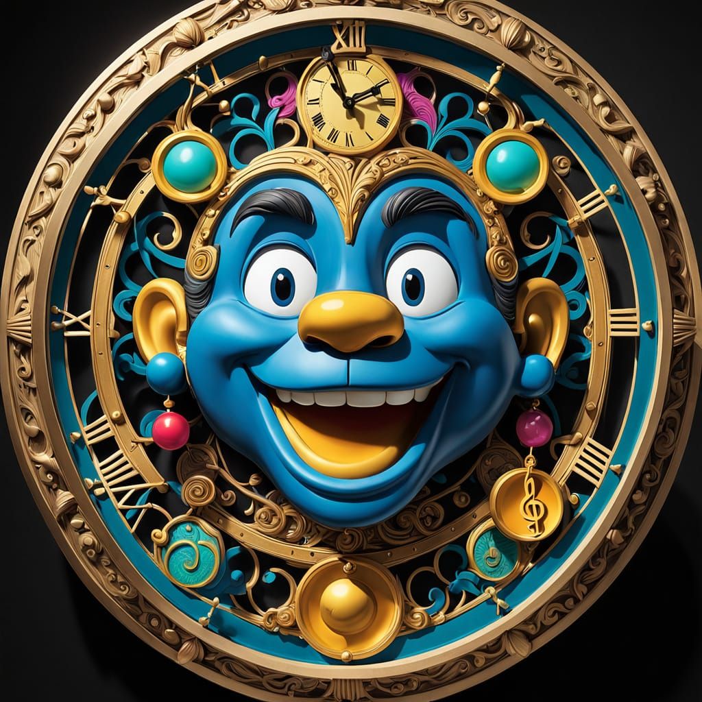 Whimsical Clock with Musical Notes