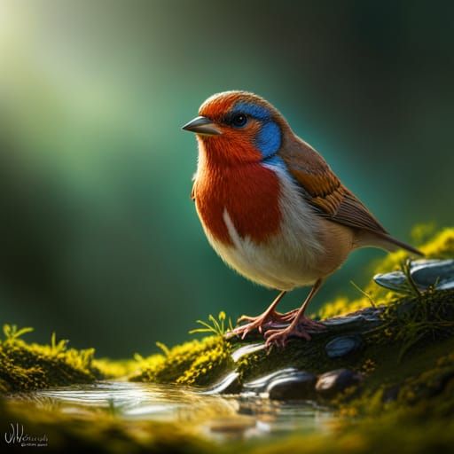 Fantastical Wren Sparrow Mashup Digital Painting