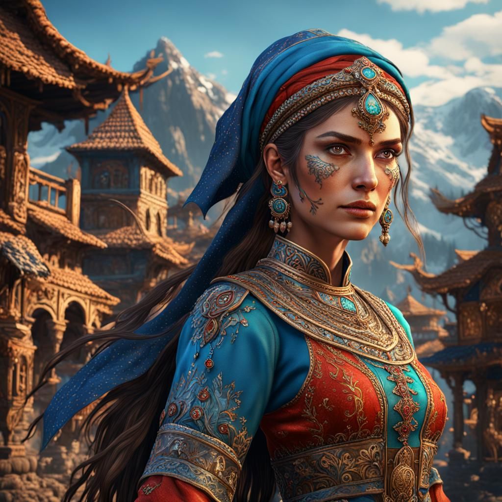 Bulgarian Woman in Traditional Dress: Fantasy Art