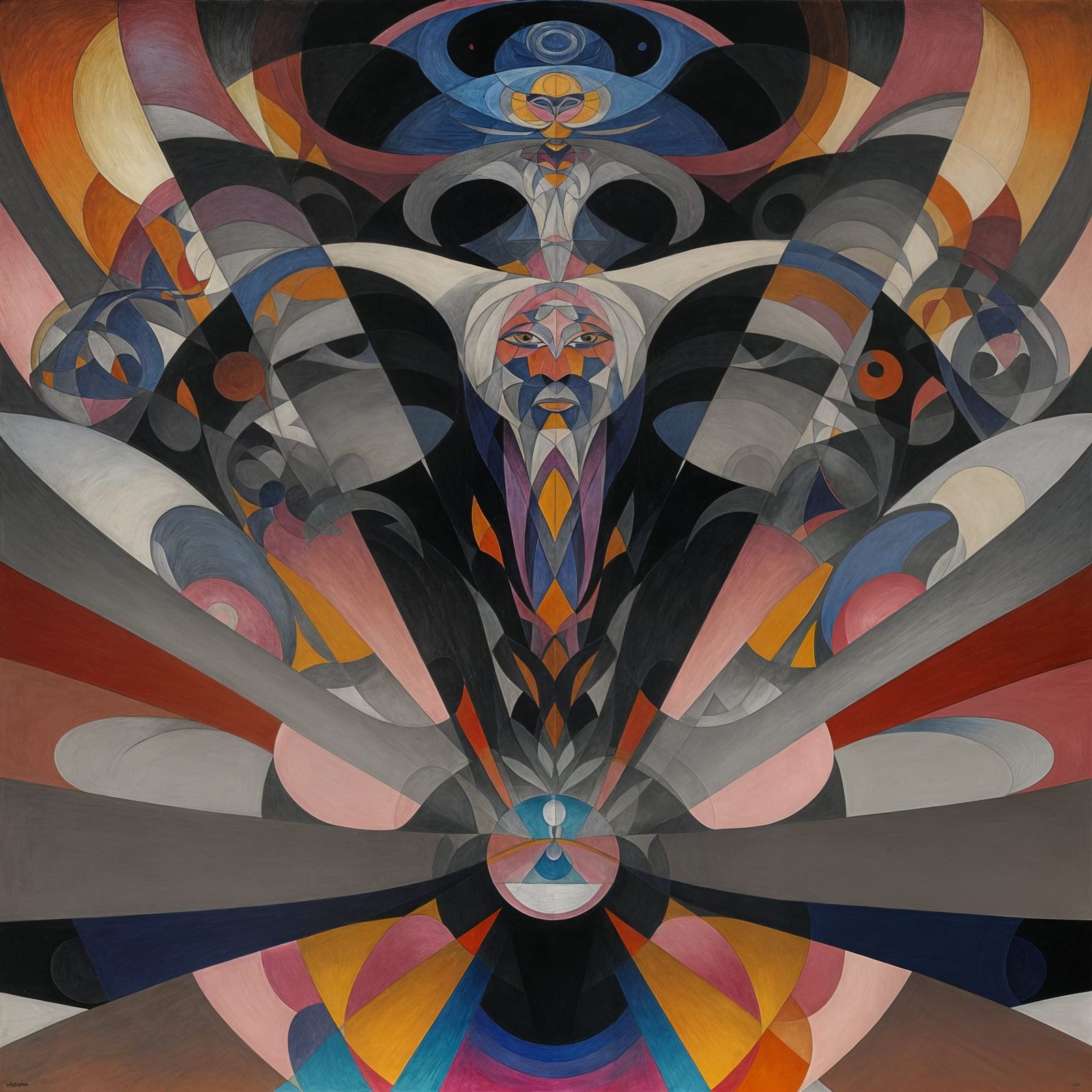 Intricate Painting with Iridescent Fluorescent Colors