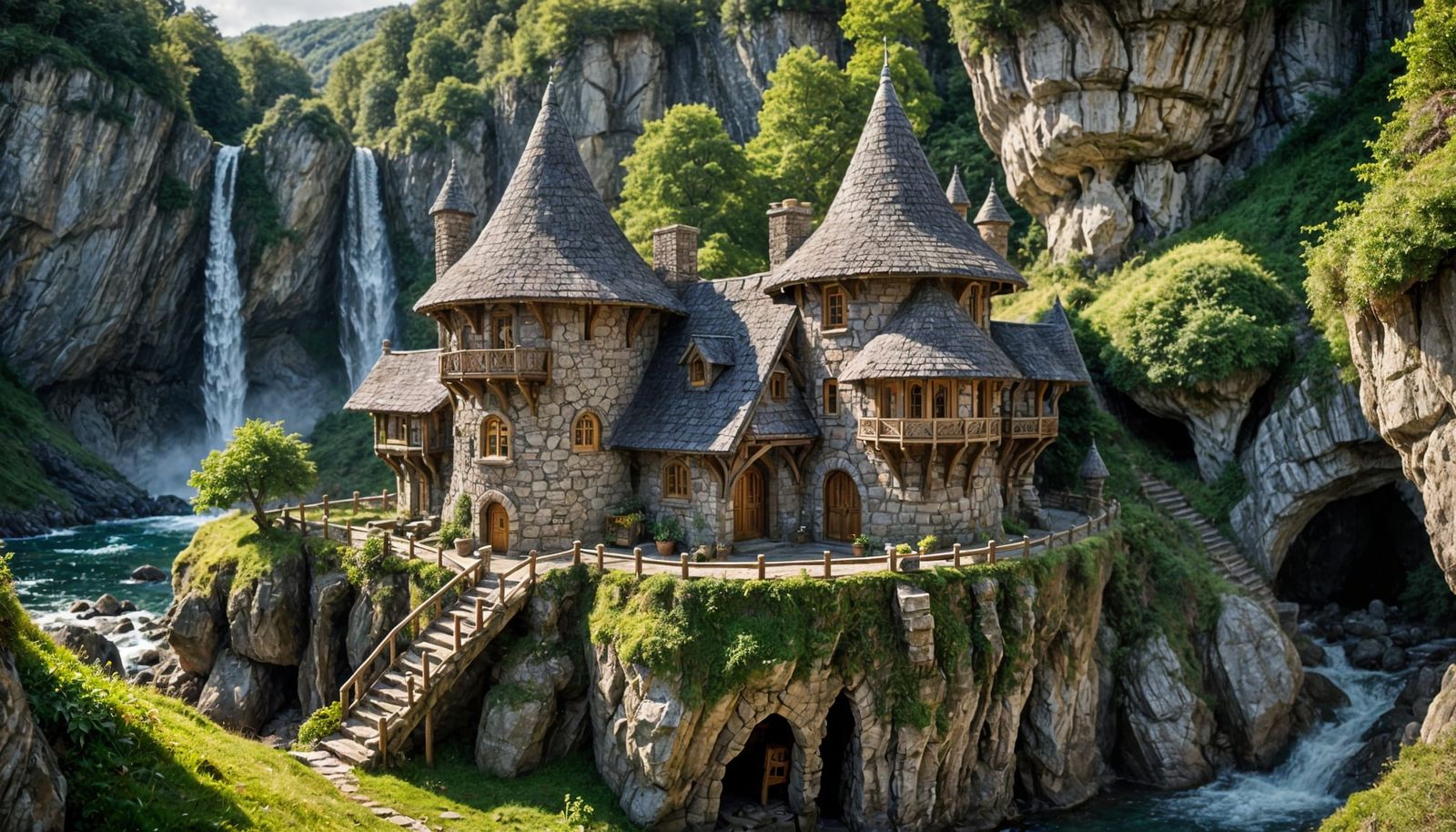 Enchanted Cliffside Cottage in Whimsical Elven Style