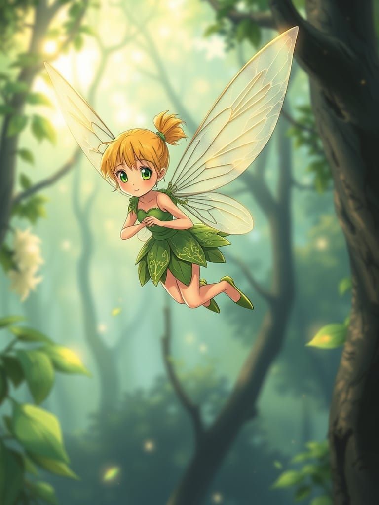 Tinkerbell in Japanese Manga Style, Ghibli-Inspired